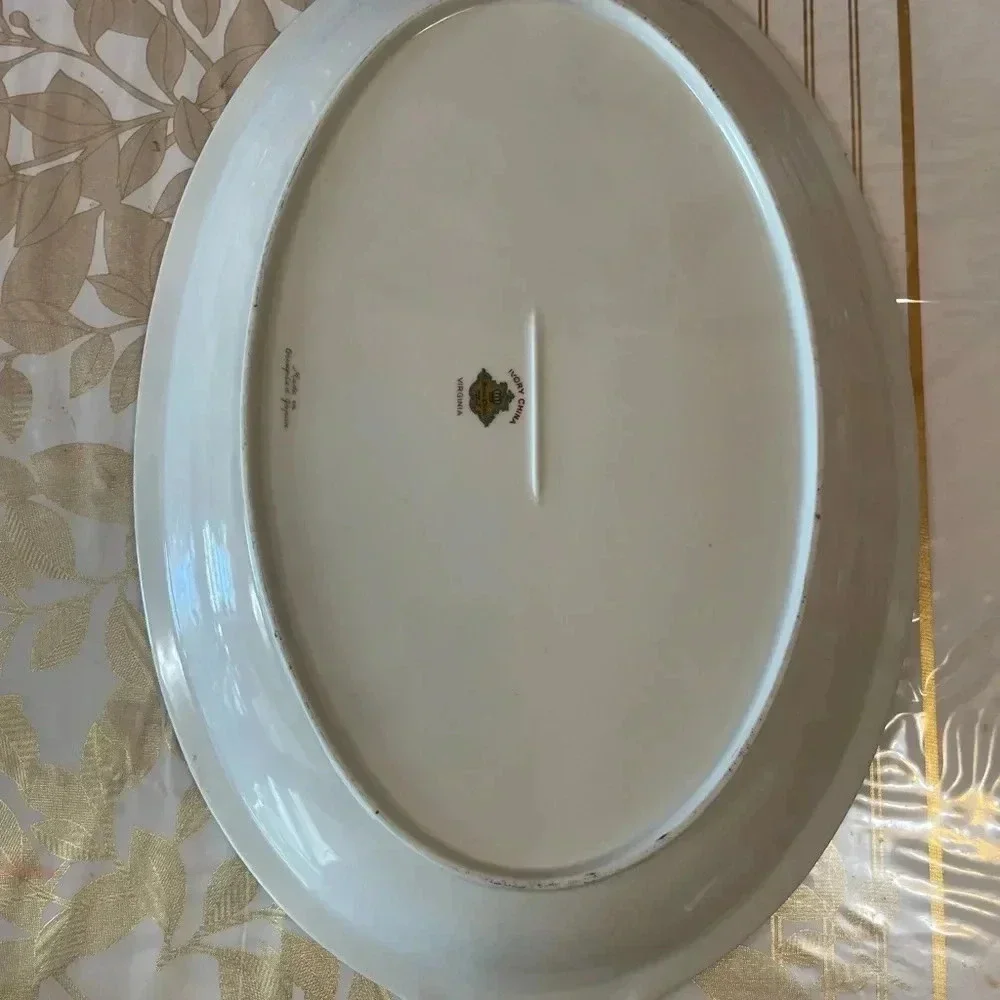 VTG Meito China "Virginia"  17 1/2" Handled Oval Serving Platter JAPAN white - Picture 4 of 5